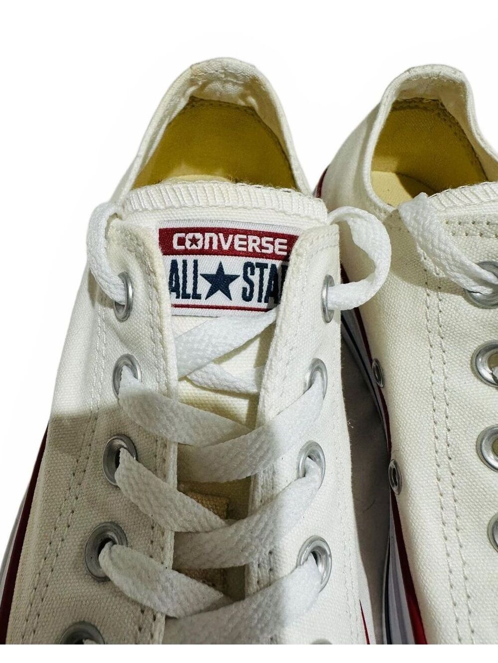 Converse Chuck Taylor All Star Low Top Sneakers White Red Woman's Size 8 - Picture 9 of 11